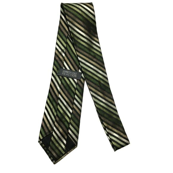 5/$10 Kenneth Cole 58 inch Green, Brown Stripes 100% Silk Men's Tie NWOT - Picture 3 of 5